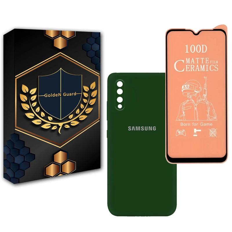 کاور گلدن گارد مدل سیلیکونی مناسب برای گوشی موبایل سامسونگ Galaxy A50/A50S/A30S به همراه محافظ صفحه نمایش سرامیک مات