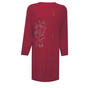 تونیک  آستین بلند زنانه مدل نگینی گلدار DKCOP 306 