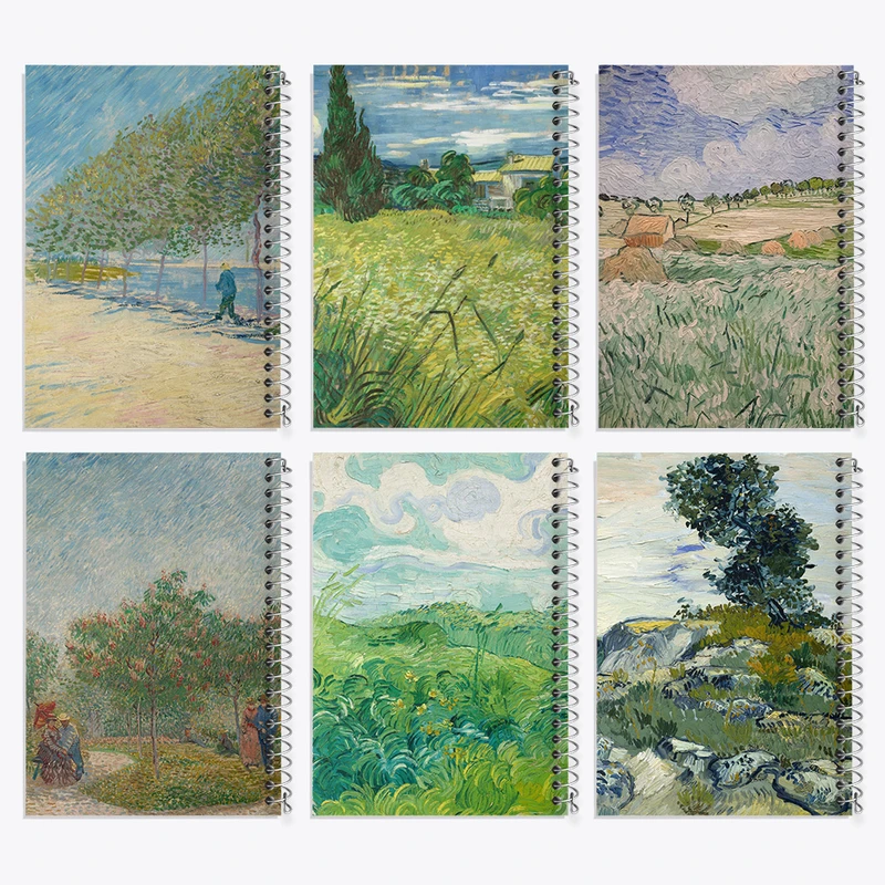 دفتر مشق 50 برگ خندالو طرح نقاشی ونسان ونگوگ کد 484 مجموعه 6 عددی