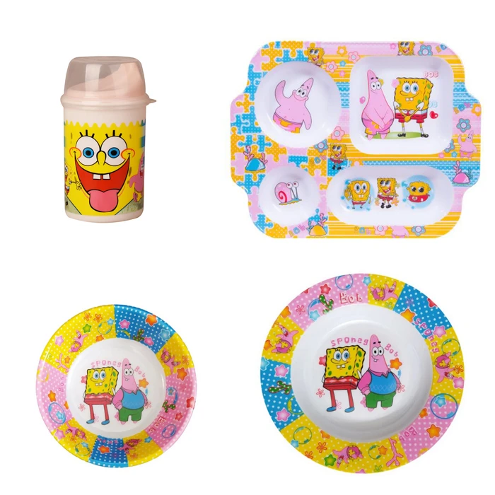 سرویس غذا خوری 4 پارچه کودک طرح باب اسفنجی کد bob4