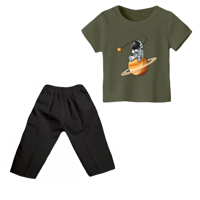 ست تی شرت و شلوارک پسرانه مدل فضانورد کد ۱۰