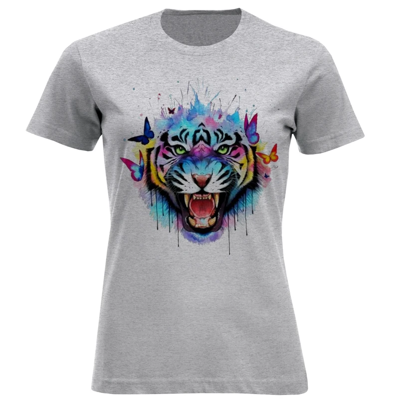 تیشرت آستین کوتاه زنانه طرح ببر کد W190