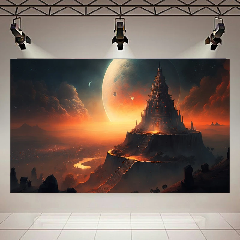 تابلو بوم طرح کهکشان و ستارگان مدل انتزاهی سیاره ناشناخته کد AR31272