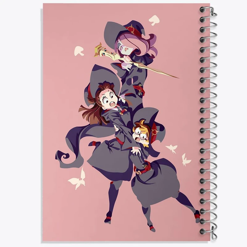 دفتر ژورنال نویسی 50 برگ خندالو مدل نقطه ای طرح جانسون و اکو و سوسی انیمه جادوگران کوچک Little Witch Academia کد 22935