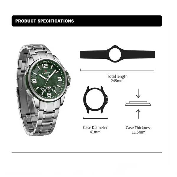ساعت مچی عقربه‌ای مردانه کوارتز نیوی فورس مدل NF9215S S/GN/GN