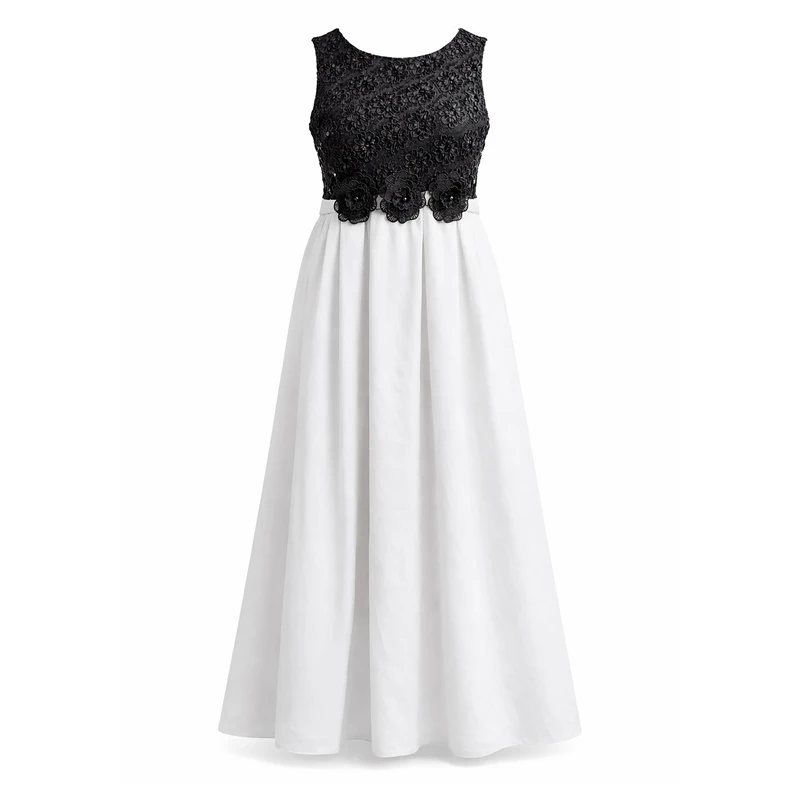 پیراهن بدون آستین یقه گرد دخترانه مدل سه گل