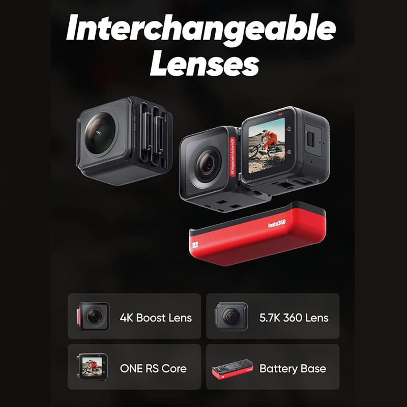 دوربین فیلم برداری ورزشی اینستا 360 مدل  INSTA360 ONE RS TWIN EDITION  به همراه لوازم جانبی