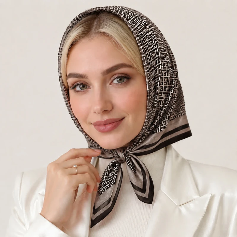 مینی اسکارف نخ زنانه مدل E002 با طول و عرض 81*84 سانتی‌متر
