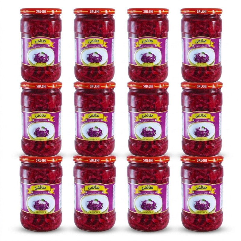 ترشی کلم قرمز پاستوریزه ممتاز صالحی - 650 گرم بسته 12 عددی