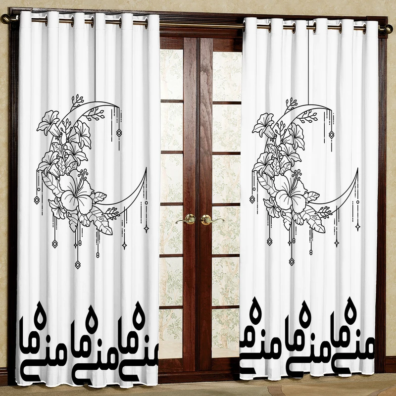پرده مدل طرحدار نوشته ی ماه منی مخمل پانچی کد1821 سایز 200x140 سانتی متر