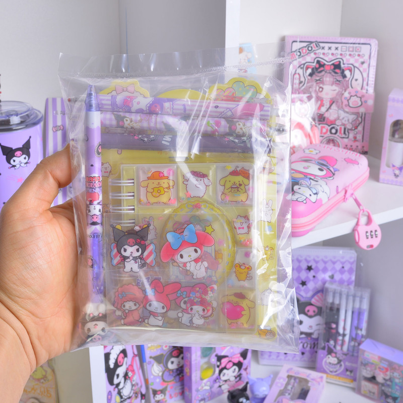 بسته لوازم تحریر مدل کرومی و سانریو مجموعه 8 عددی