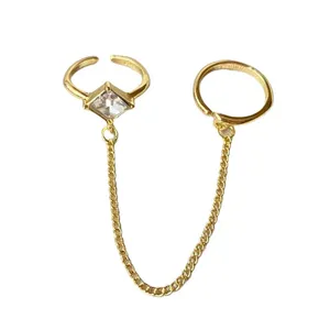 انگشتر زنانه مدل تک نگین حلقه زنجیری کد ط