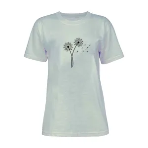 تی شرت آستین کوتاه زنانه مدل قاصدک کد L44 رنگ طوسی