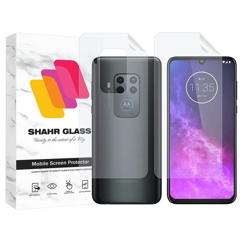 محافظ صفحه نمایش شهر گلس مدل MTNANFBSH مناسب برای گوشی موبایل موتورولا One Zoom به همراه محافظ پشت گوشی