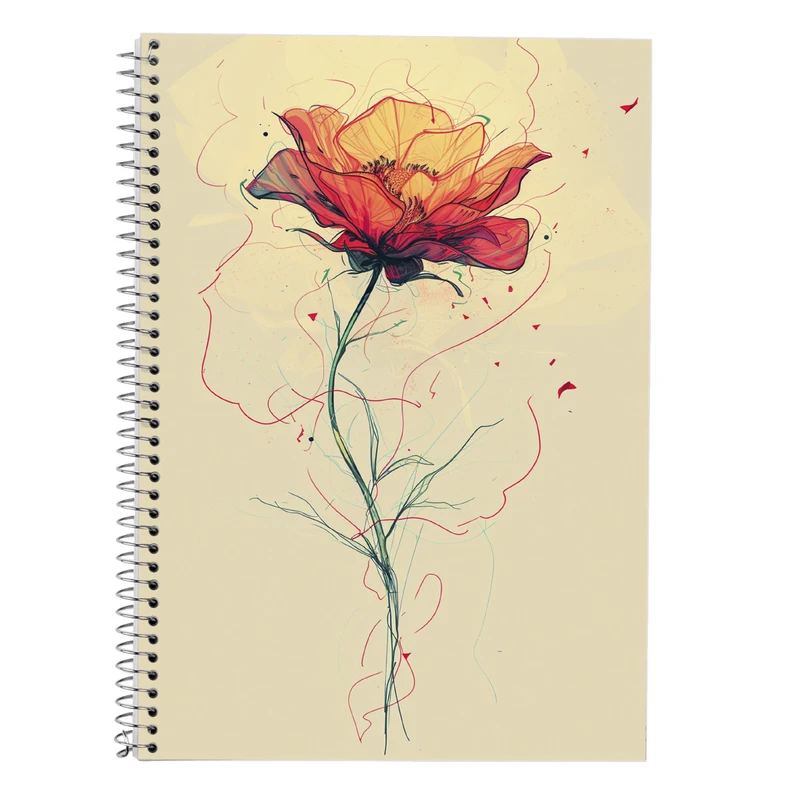 دفتر زبان 50 برگ مدوپد مدل دو خط طرح گل کد DF13946