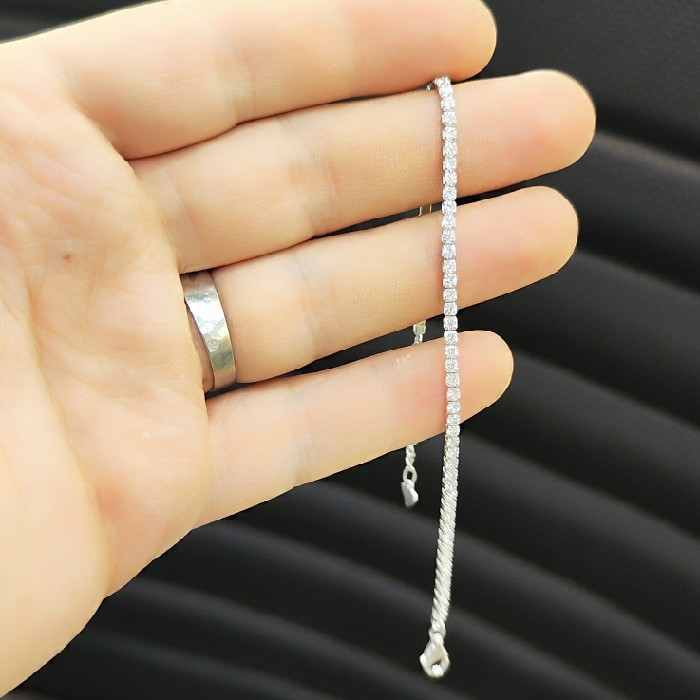 دستبند تنیسی نقره زنانه مدل  سنگ برلیان کد 1400