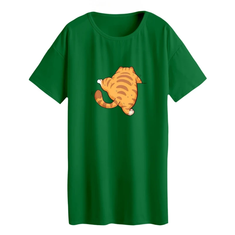 تی شرت لانگ زنانه مدل گربه چاقالو