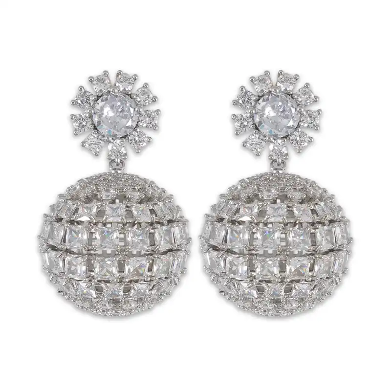 گوشواره زنانه مدل کروی جواهر کد 102011129