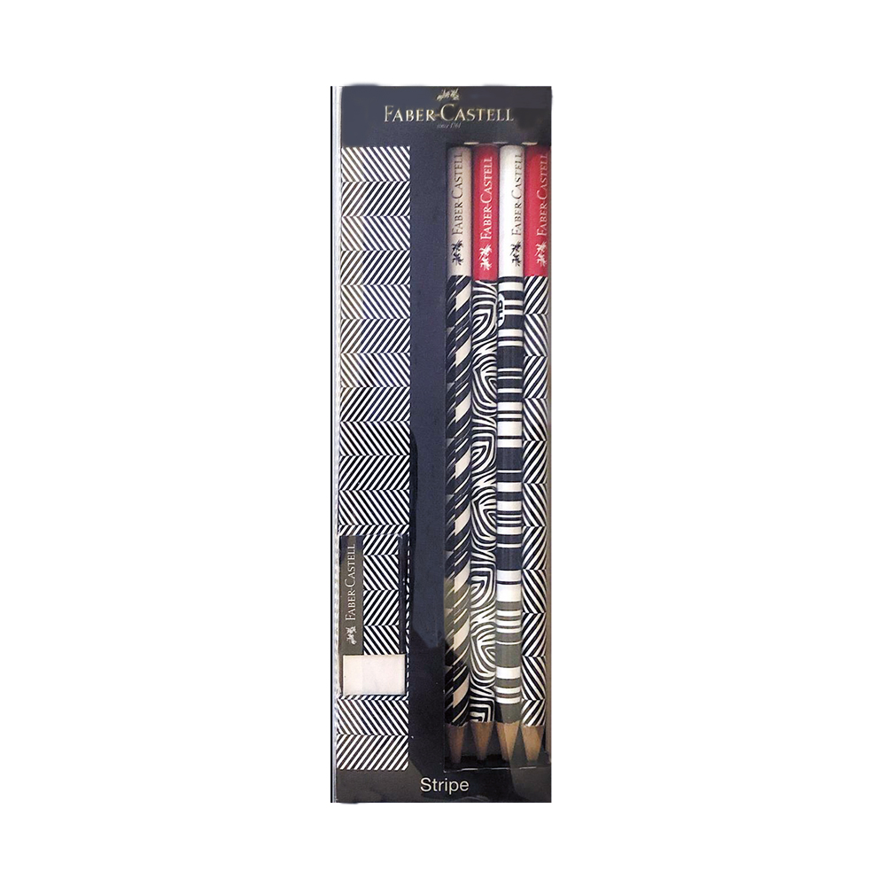 مداد فابرکاستل مدل stripe مجموعه 4 عددی به همراه پاک کن