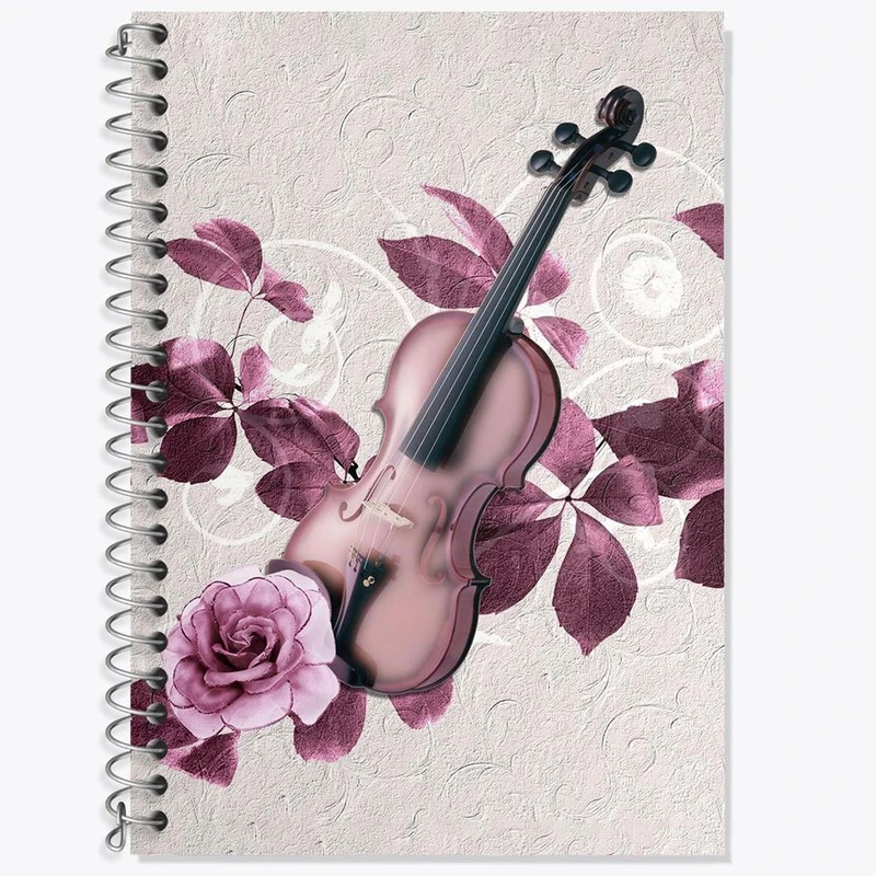 دفتر زبان 50 برگ خندالو مدل سه خط طرح ویولن Violin کد 27954