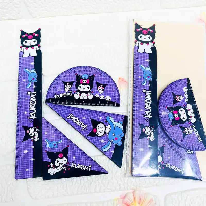 ست خط کش مدل کرومی مجموعه 4 عددی