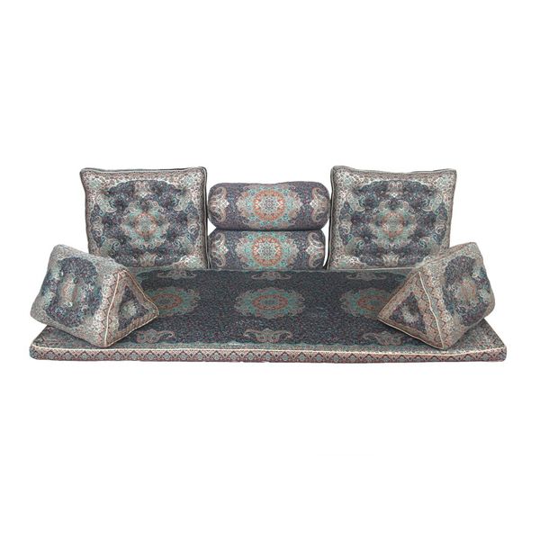 ست 7 تکه پشتی ترمه مدل شاه نشین طرح کیمیا کد 03