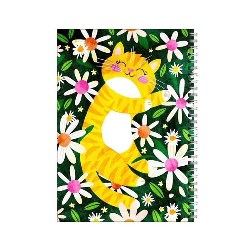 دفتر مشق 80 برگ بامبیلیپ طرح گربه خوشحال در میان گل ها کد 3553979