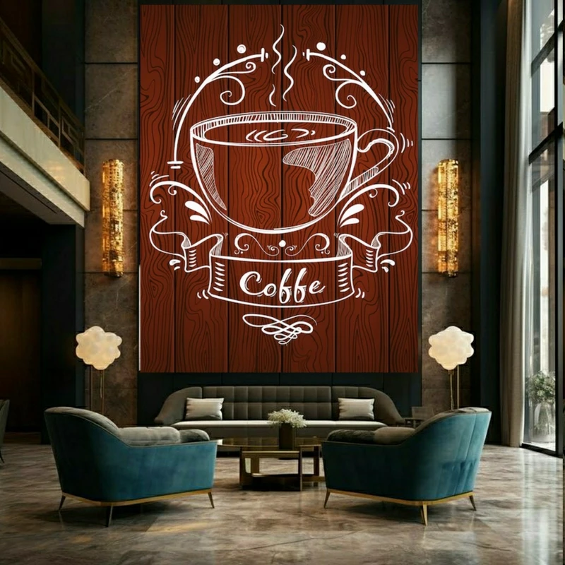 پوستر طرح مخمل نقاشی فانتزی فنجان قهوه کد FP105206