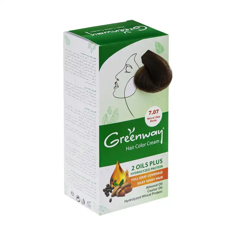 کیت رنگ مو گرین وی شماره 7.07 حجم 50 میلی لیتر رنگ بلوند زیتونی