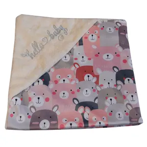 پتو نوزادی مدل دورپیچ طرح hello baby کد 03 سایز 80x80 سانتی متر