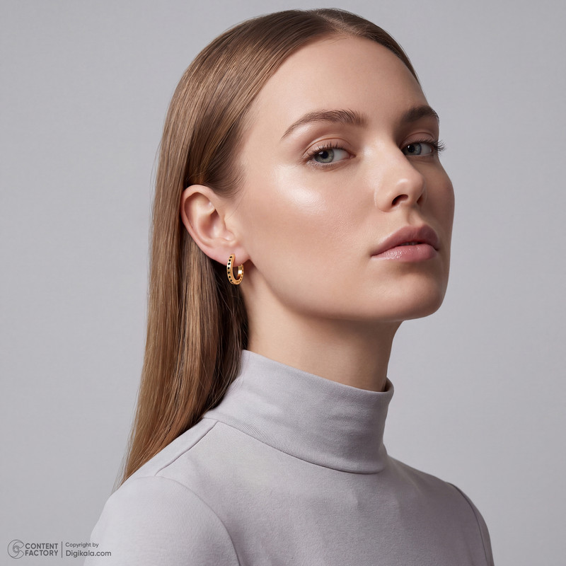 گوشواره حلقه‌ای طلا 18 عیار زنانه گلدم مدل E255011