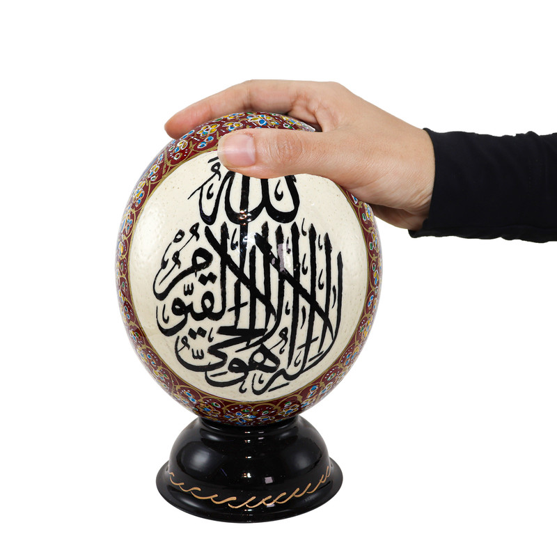 تخم شترمرغ تزیینی طرح آیة الکرسی کد 1613