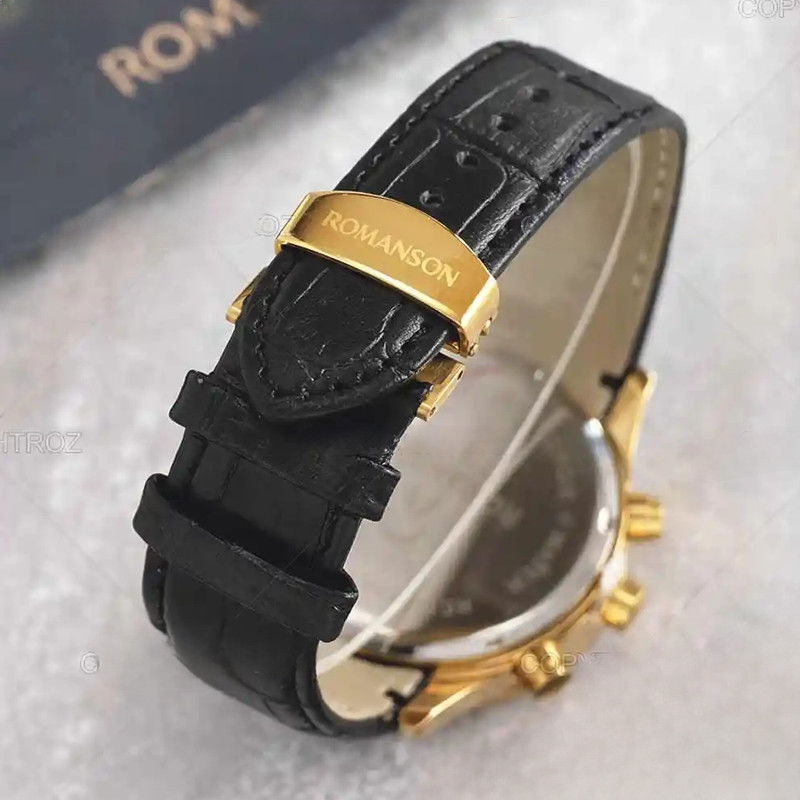 ساعت مچی عقربه‌ای مردانه رومانسون مدل سه موتور فعال کرنوگراف بند چرم کد 2