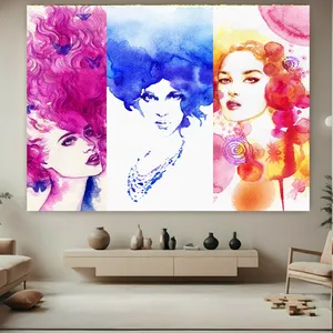 تابلو بوم طرح مخمل نقاشی آبرنگ مدل چهره زیبا کد AS1036