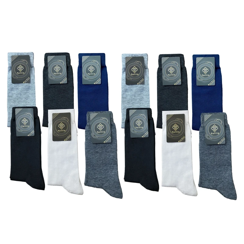 جوراب ساق بلند تالیس مدل ابریشم بسته 12 عددی