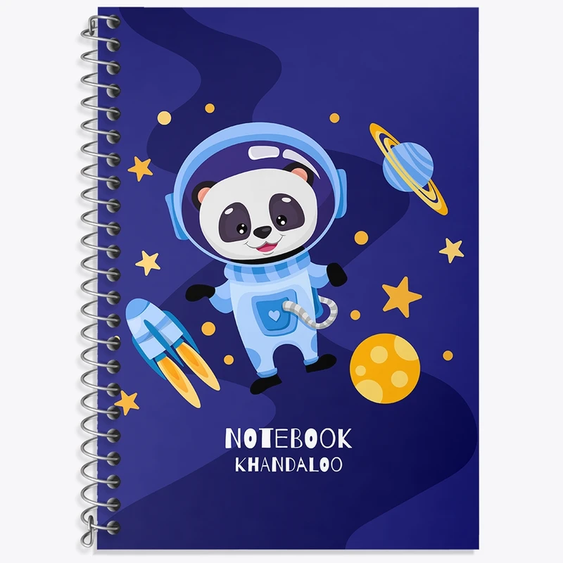 دفتر زبان 50 برگ خندالو مدل دو خط طرح پاندا فضانورد کد N1372