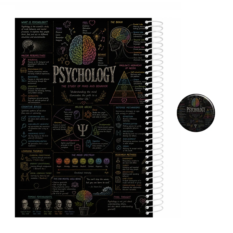 دفتر مشق 200 برگ سیمی مدل روانشناسی کد 2 psychology به همراه پیکسل مجموعه 2 عددی