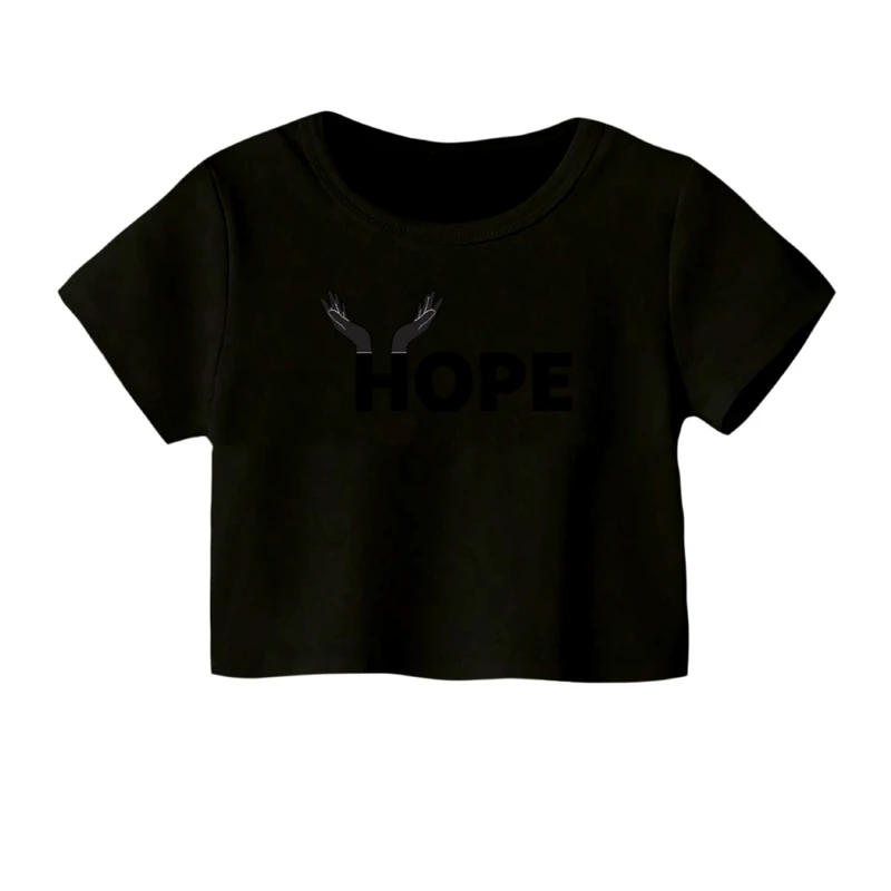 کراپ‌ تی‌شرت آستین کوتاه زنانه مدل امید و آرزو