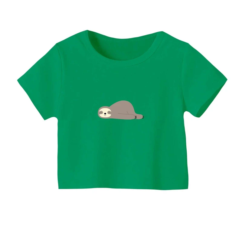 کراپ‌ تی‌شرت آستین کوتاه زنانه مدل تنبل خسته