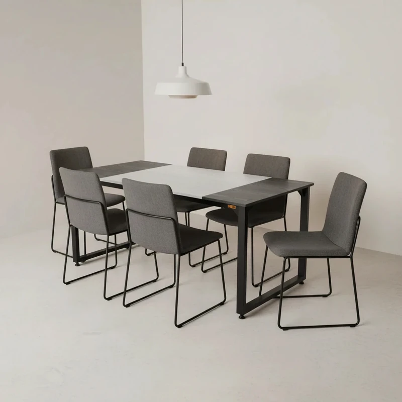 میز ناهارخوری شش نفره دیزم مدل مونتاژی LNC_asm_160×90_Tri_BAW