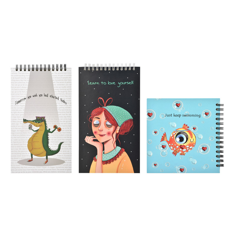 دفتر یادداشت 100 برگ پیتیش مدل خشتی و پالتویی بسته 3 عددی 