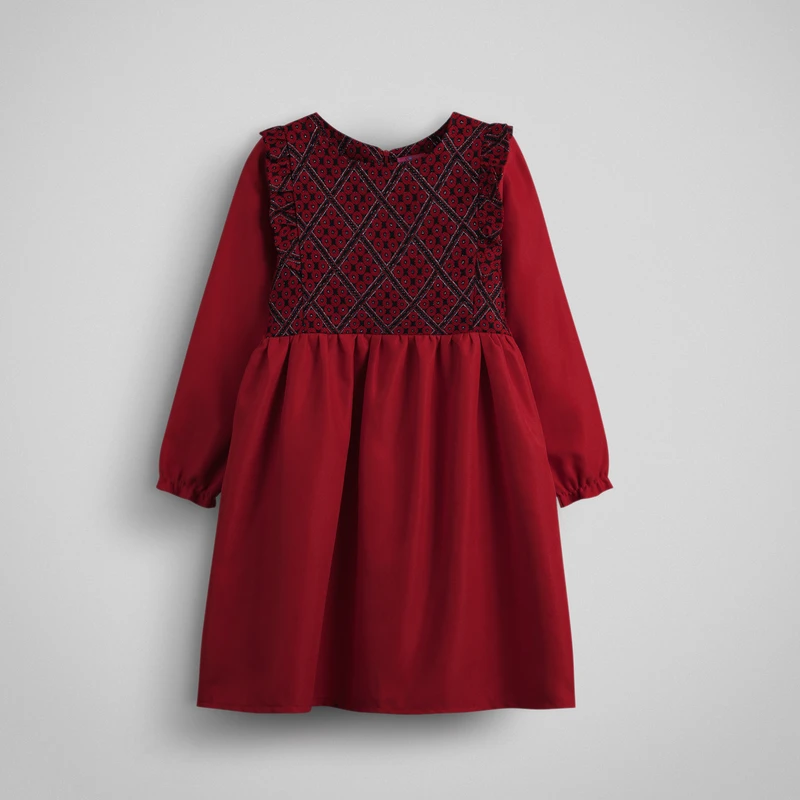 پیراهن آستین بلند یقه گرد دخترانه مدل 14041105