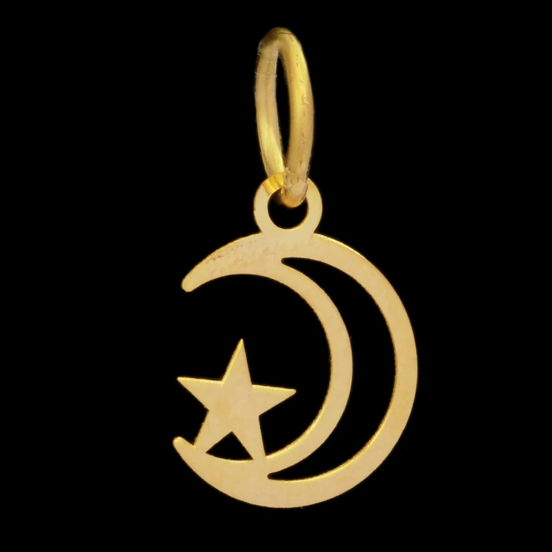 آویز گردنبند طلا 18 عیار زنانه طلای مستجابی طرح ماه و ستاره کد 7896