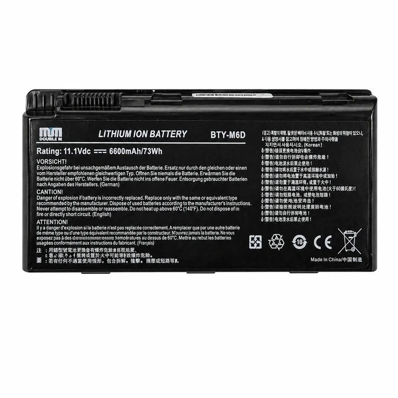 باتری لپ‌تاپ 9 سلولی دابل ام مدل BTY-M6D مناسب برای  GT60 GT70 GT660 GT670 		