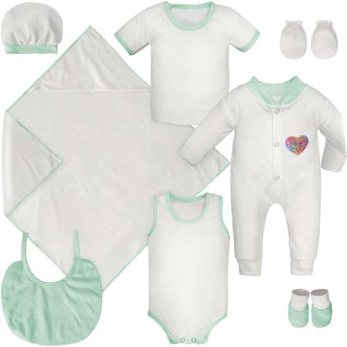 ست 8 تکه لباس نوزادی مدل بیمارستانی گلها  کد 3