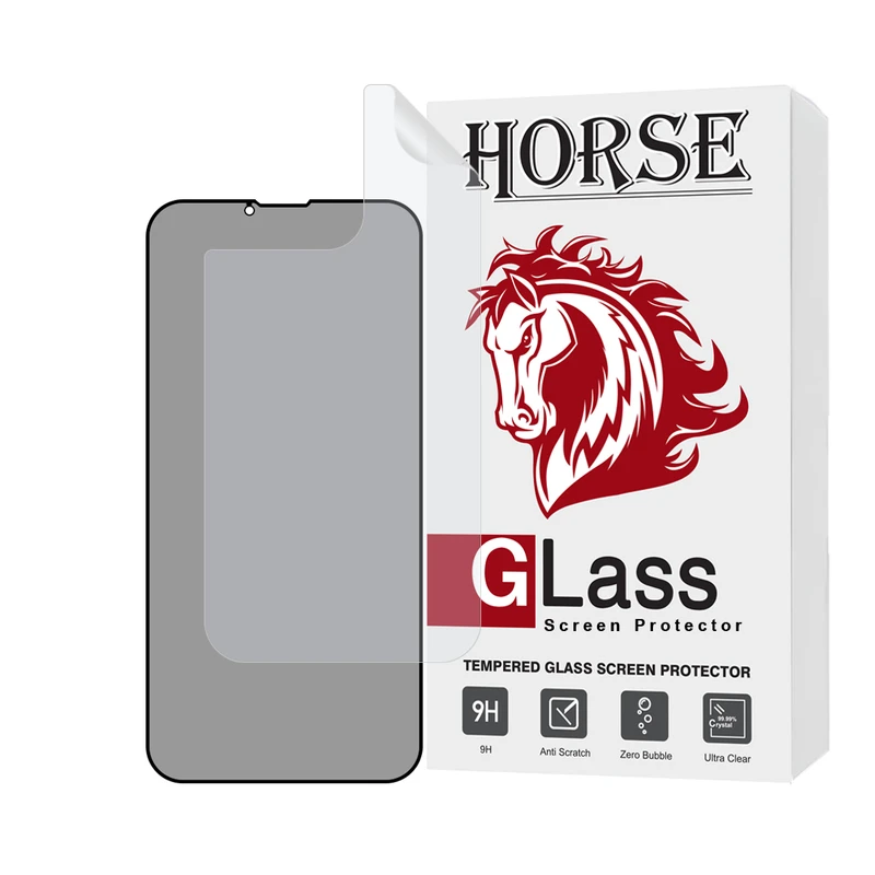 محافظ صفحه نمایش حریم شخصی هورس مدل FULLPRIVNANOH مناسب برای گوشی موبایل اپل iPhone 13 Pro به همراه محافظ پشت گوشی