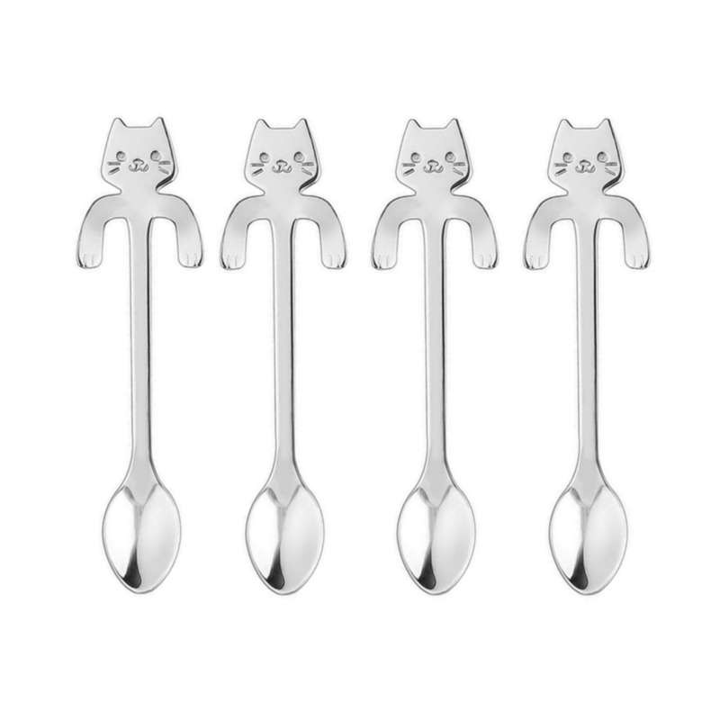 قاشق چایخوری مدل گربه بسته 4 عددی