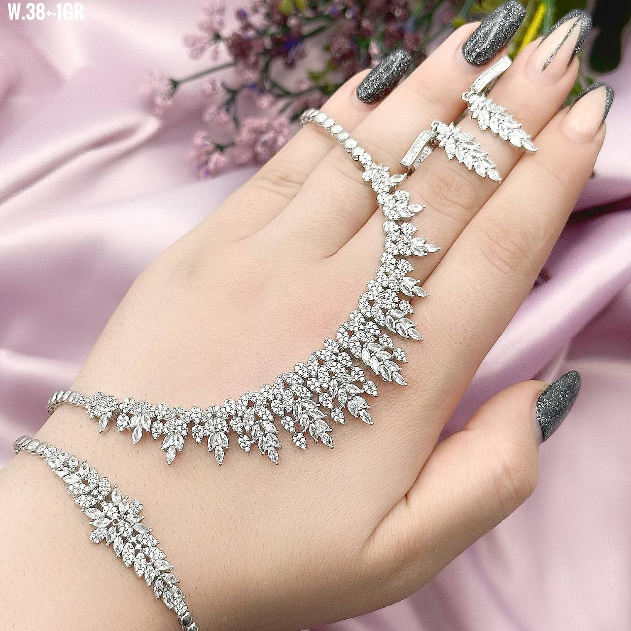 نیم ست نقره زنانه گالری رضازاده مدل جواهری کد 0174