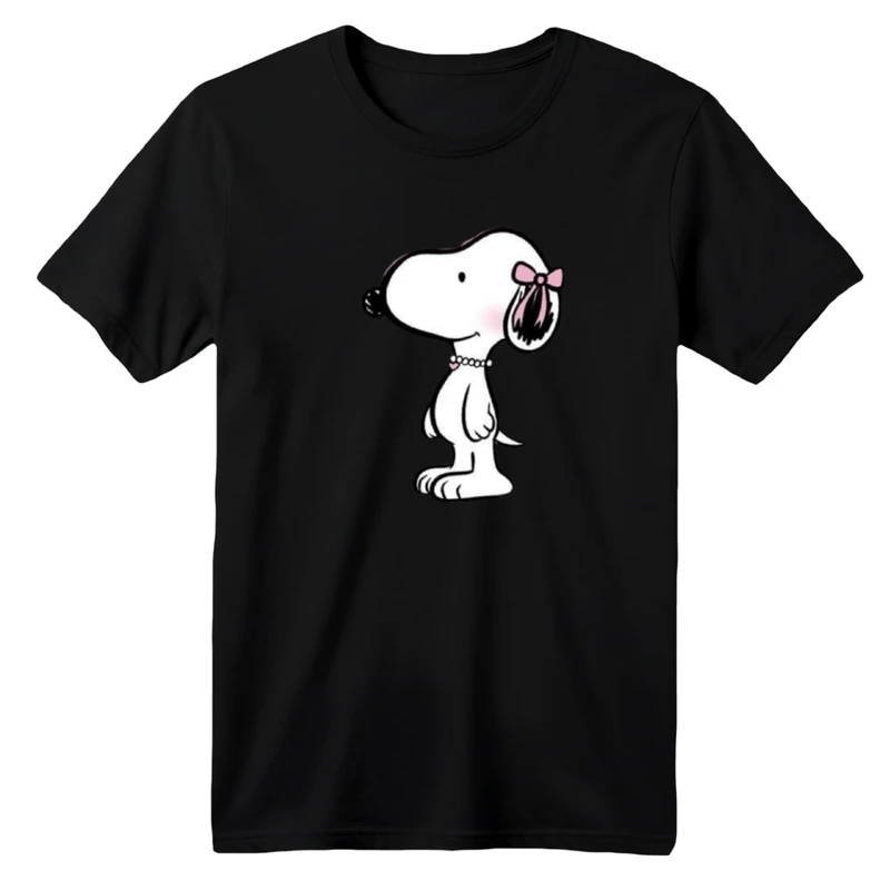 تی شرت آستین کوتاه یقه گرد بچگانه مدل اسنوپی پاپیون