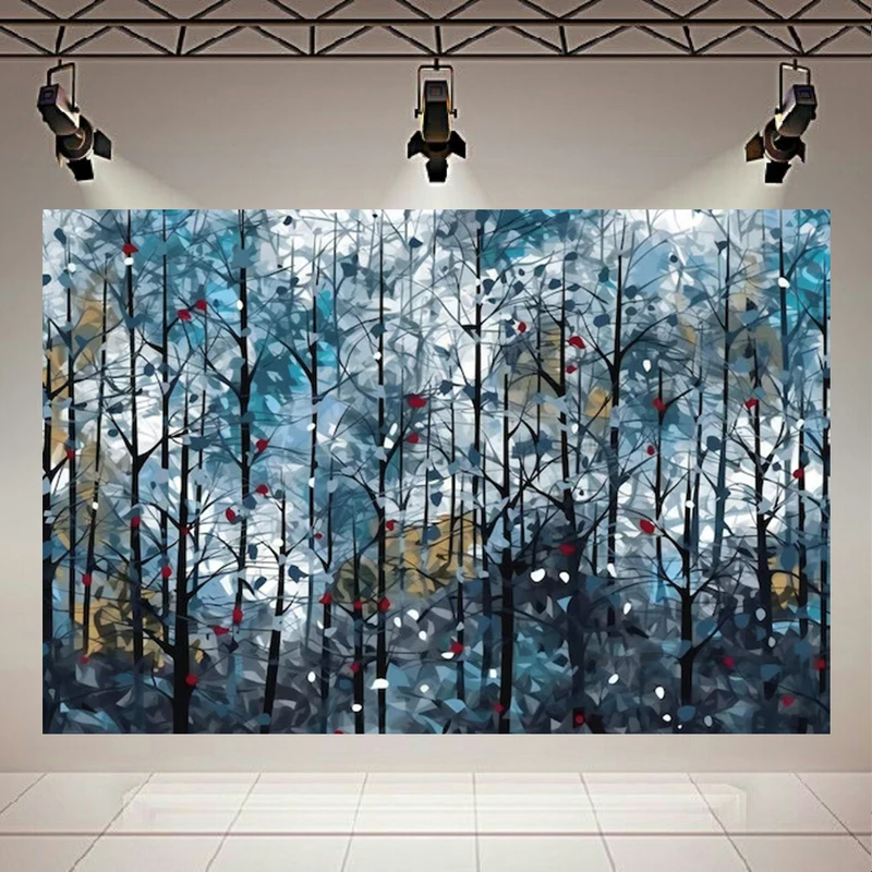 تابلو بوم طرح مخمل نقاشی انتزاعی درختان میوه دار مدل جنگل کد AR304420